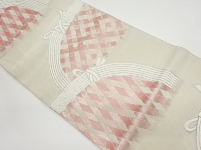 JAPANESE KIMONO / VINTAGE FUKURO OBI / WOVEN BASKET PATTERN